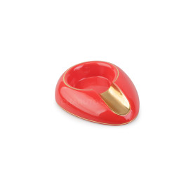 Cinzeiro de Ceramica para 1 Charuto Round - Vermelho e Dourado