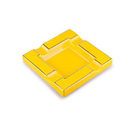 Cinzeiro de Ceramica Quadrado para 4 Charutos - Amarelo