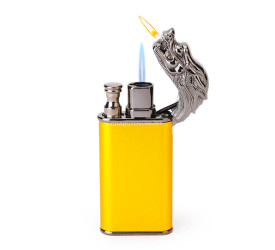 Isqueiro Maçarico Lighter Tigre - Dourado (Maçarico e Chama Normal)