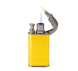Isqueiro Maçarico Lighter Jacaré - Dourado (Maçarico e Chama Normal)