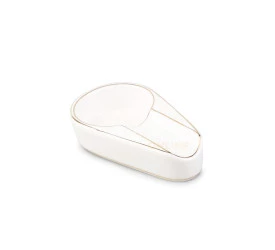 Cinzeiro de Ceramica para 1 Charuto - Branco e Dourado