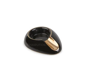 Cinzeiro de Ceramica para 1 Charuto Round - Preto e Dourado