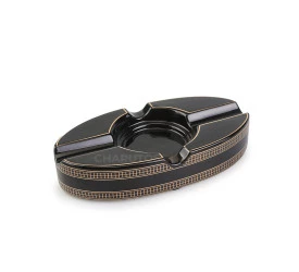 Cinzeiro de Ceramica para 2 Charutos - Preto e Dourado