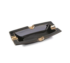 Cinzeiro de Ceramica para 4 Charutos - Preto e Dourado