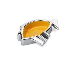 Cinzeiro de Ceramica com Metal Cohiba 50 Anos - Amarelo´