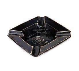 Cinzeiro de Ceramica para 4 Charutos Guevara - Preto e Dourado