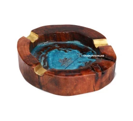 Cinzeiro de Madeira Resinado para 3 Charutos - Perceverancia 01
