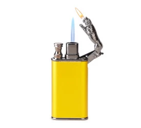 Isqueiro Maçarico Lighter Tigre - Dourado (Maçarico e Chama Normal)