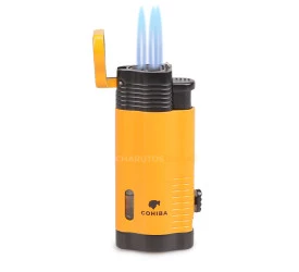 Isqueiro Maçarico Cohiba com Furador H-094A - Amarelo (3 Chamas)