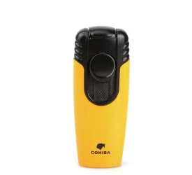 Isqueiro Maçarico Cohiba H123A - Preto e Amarelo (2 Chamas)