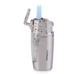 Isqueiro Maçarico Honest 3032 - Prata (3 Chamas)
