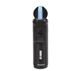 Isqueiro Maçarico Honest 465 - Preto (5 Chamas e Furador)