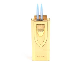 Isqueiro Maçarico Honest 724 - Dourado (2 Chamas) com Furador