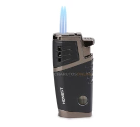 Isqueiro Maçarico Honest 754 - Preto (2 Chamas e Furador)