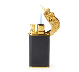 Isqueiro Maçarico Lighter Dragão - Preto (Maçarico e Chama Normal)