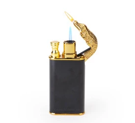 Isqueiro Maçarico Lighter Jacaré - Preto (Maçarico e Chama Normal)