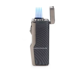 Isqueiro Maçarico Apex 656 - Fibra de Carbono (4 Chamas - Apoio e Furador)