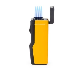 Isqueiro Maçarico Apex 656 - Preto e Amarelo (4 Chamas - Apoio e Furador)