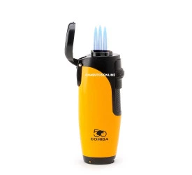 Isqueiro Maçarico Cohiba com Furador H-094 - Amarelo (3 Chamas)