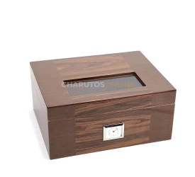 Umidor para 85 Charutos (Higrômetro Quadrado) - Alto Brilho